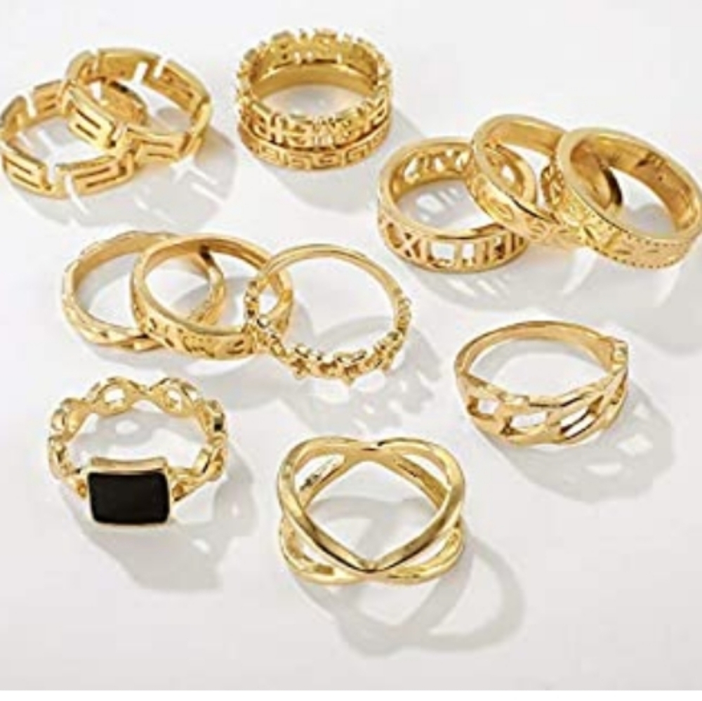 13 Pcs. BOHO CHIC GOLD STACKABLE KNUCKLE RINGS NWT - Picture 4 of 5